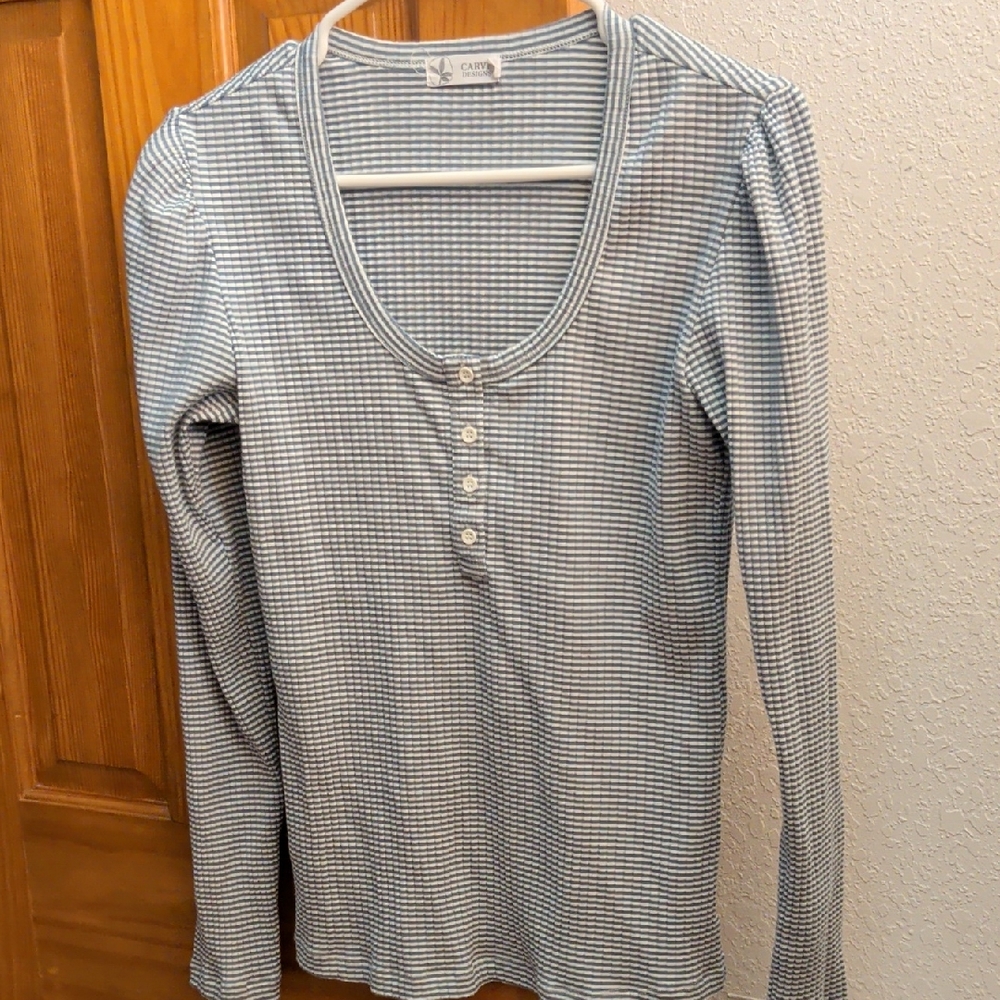 Carve Designs Blue and White Checkered Top